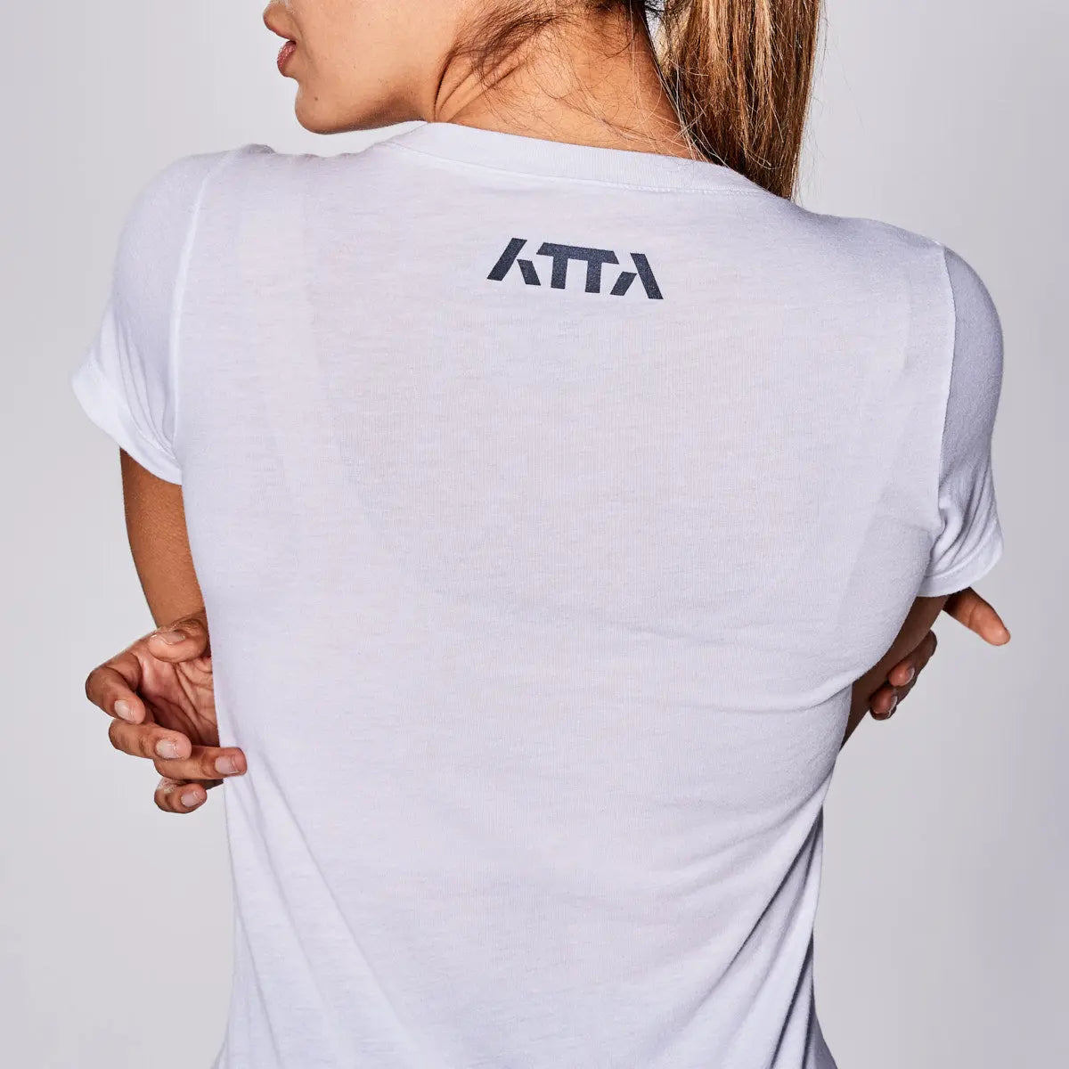 ATTA Womens Geometric A Tri-Blend Tee - White ATTA